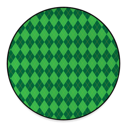 Green Argyle Pattern Print Round Floor Mat