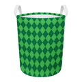 Green Argyle Pattern Print Round Laundry Basket