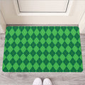 Green Argyle Pattern Print Rubber Doormat