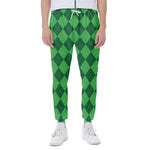 Green Argyle Pattern Print Scuba Joggers