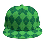 Green Argyle Pattern Print Snapback Cap