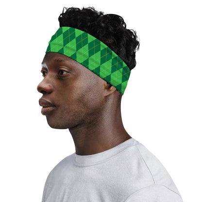 Green Argyle Pattern Print Sports Headband