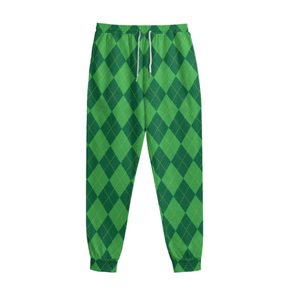 Green Argyle Pattern Print Sweatpants
