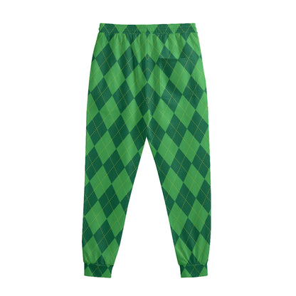 Green Argyle Pattern Print Sweatpants