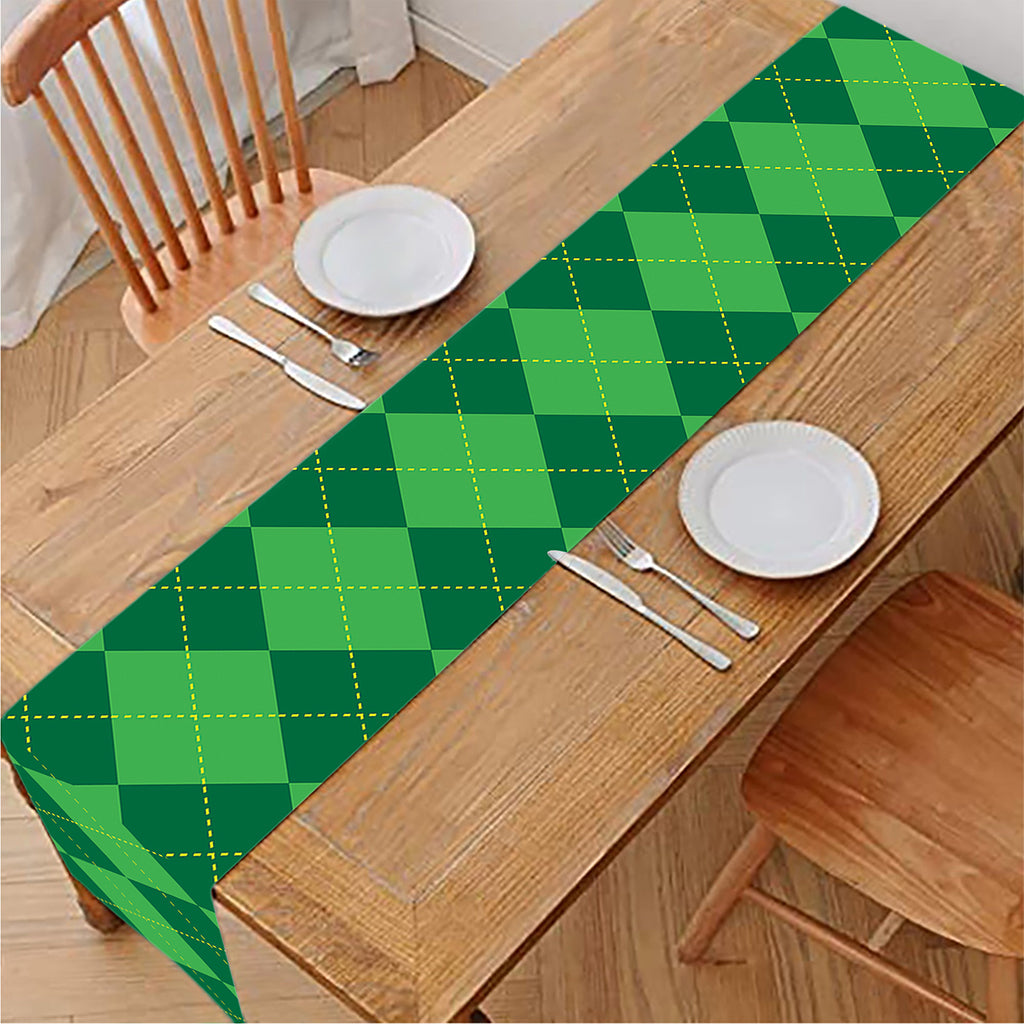 Green Argyle Pattern Print Table Runner