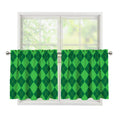 Green Argyle Pattern Print Tier Curtains
