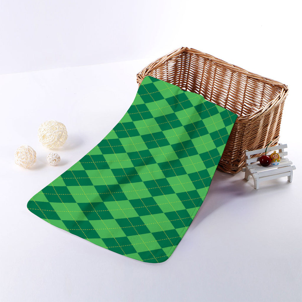 Green Argyle Pattern Print Towel