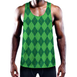 Green Argyle Pattern Print Training Tank Top