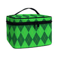 Green Argyle Pattern Print Travel Makeup Bag