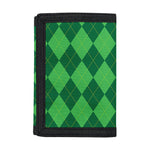 Green Argyle Pattern Print Trifold Wallet