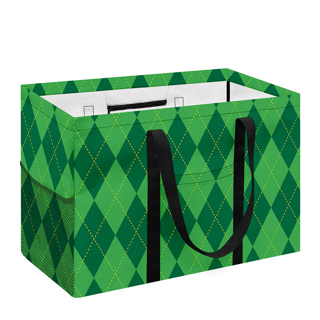 Green Argyle Pattern Print Utility Tote Bag