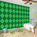 Green Argyle Pattern Print Wall Sticker