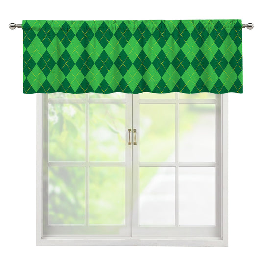 Green Argyle Pattern Print Window Valance