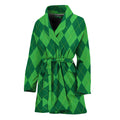 Green Argyle Pattern Print Women's Bathrobe