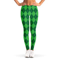 Green Argyle Pattern Print Women's Leggings