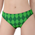 Green Argyle Pattern Print Women's Panties