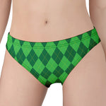 Green Argyle Pattern Print Women's Panties