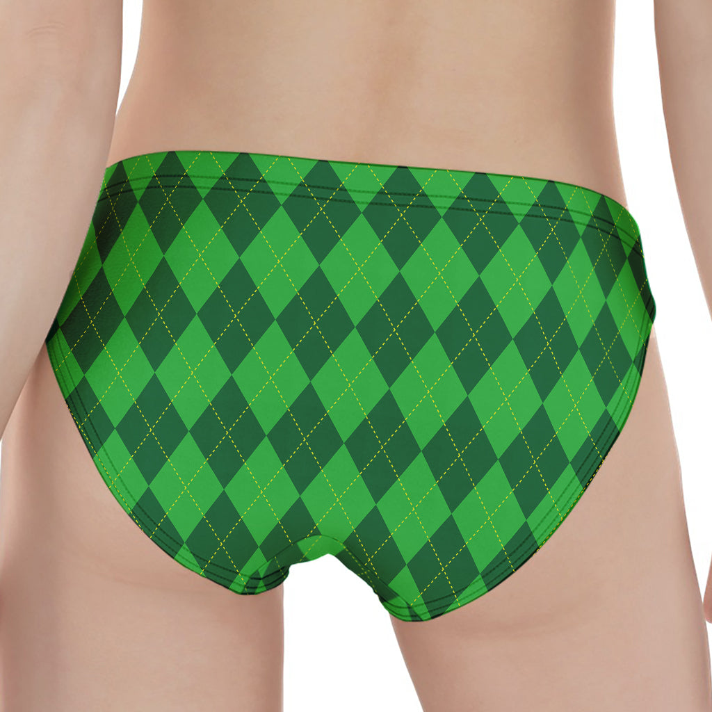 Green Argyle Pattern Print Women's Panties