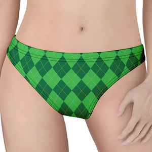 Green Argyle Pattern Print Women's Thong