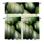 Green Avocado Print 3 Piece Kitchen Curtains