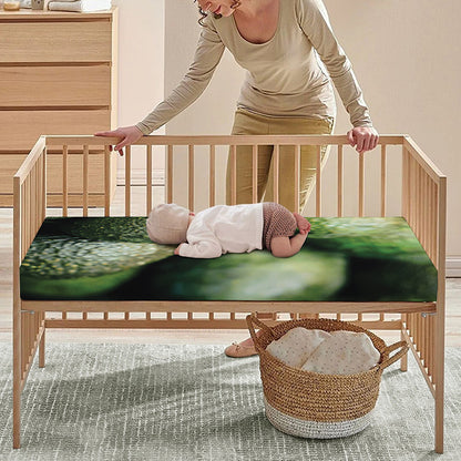 Green Avocado Print Baby Crib Sheet