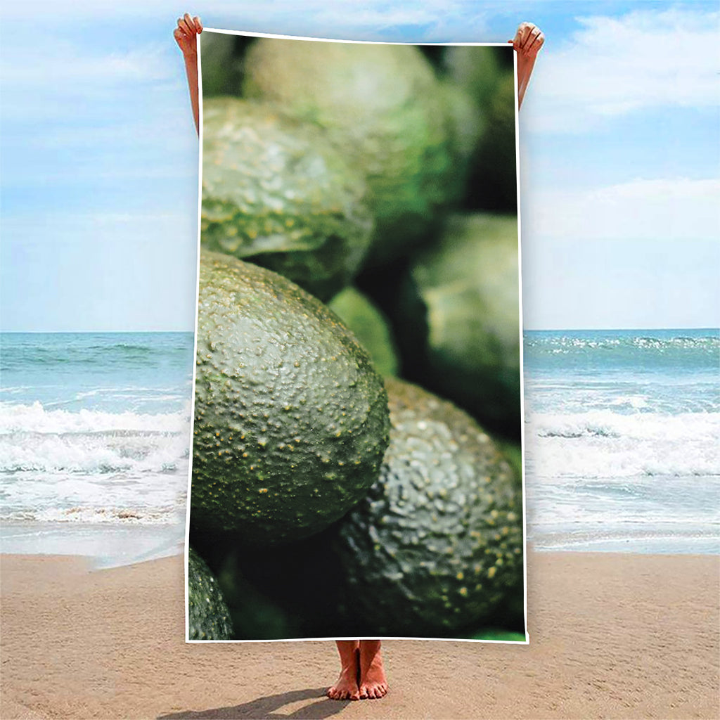 Green Avocado Print Beach Towel