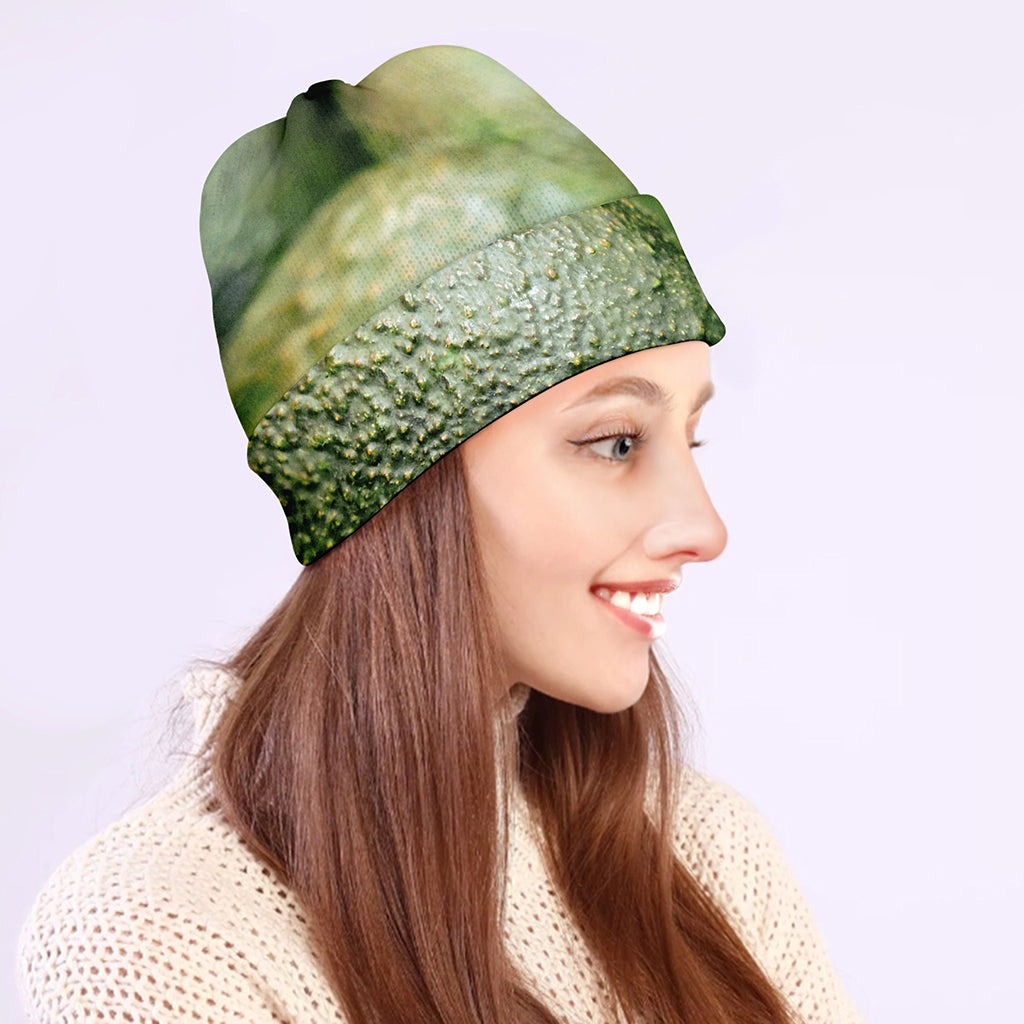 Green Avocado Print Beanie