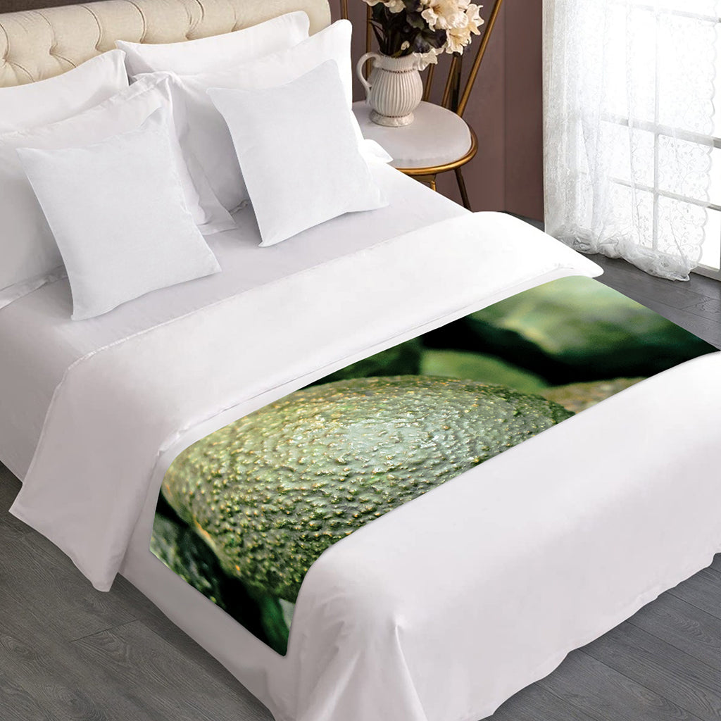 Green Avocado Print Bed Runner