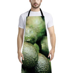 Green Avocado Print Bib Apron With Pocket