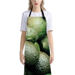 Green Avocado Print Bib Apron With Pocket