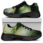 Green Avocado Print Black Chunky Shoes