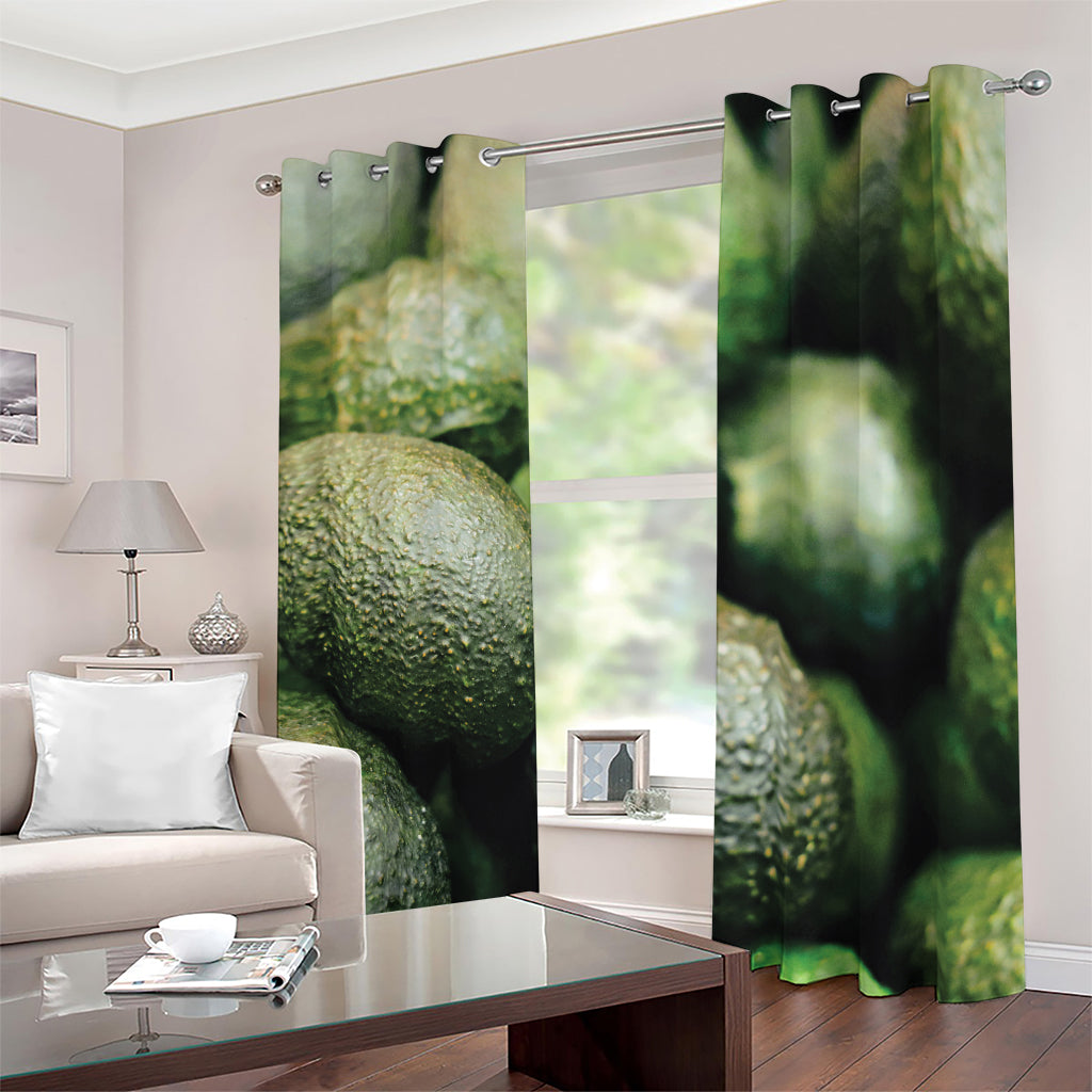 Green Avocado Print Blackout Grommet Curtains