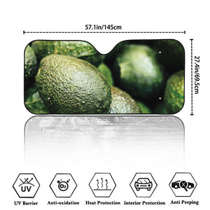 Green Avocado Print Car Windshield Sun Shade