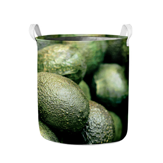 Green Avocado Print Collapsible Laundry Basket
