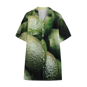 Green Avocado Print Cotton Hawaiian Shirt