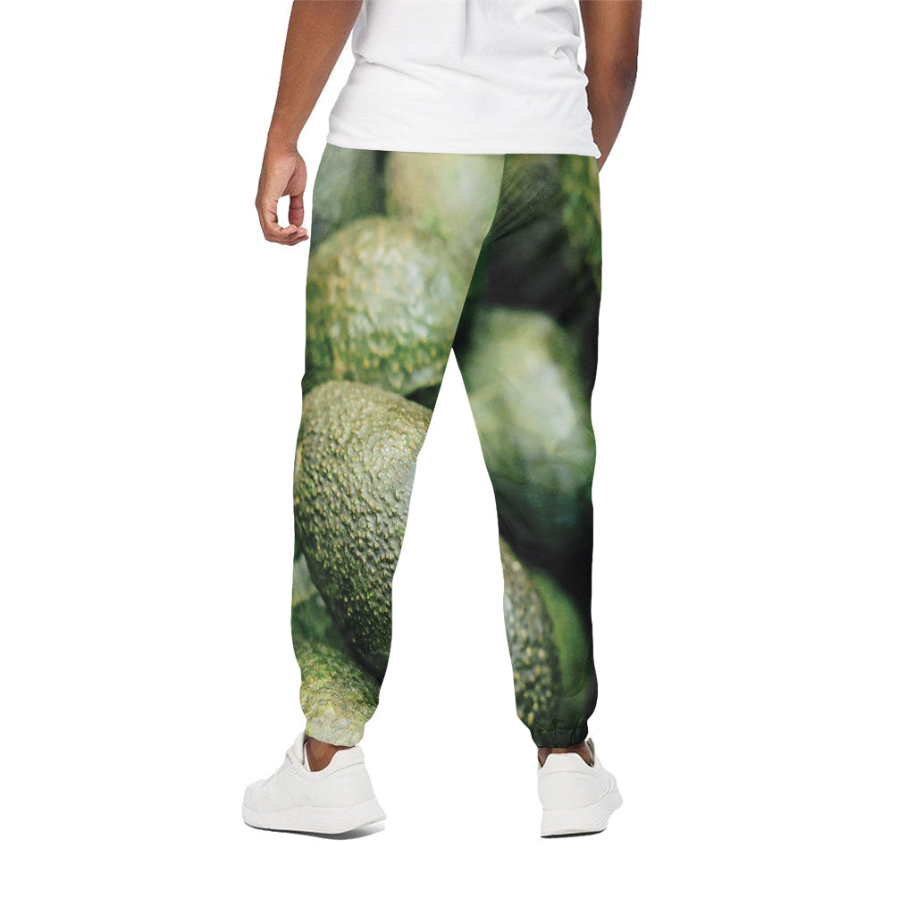 Green Avocado Print Cotton Pants