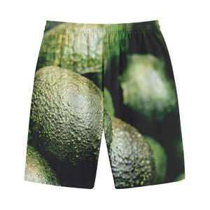 Green Avocado Print Cotton Shorts