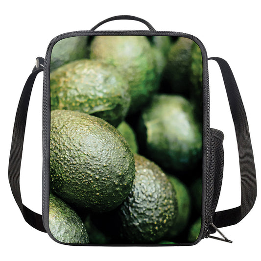 Green Avocado Print Crossbody Lunch Bag