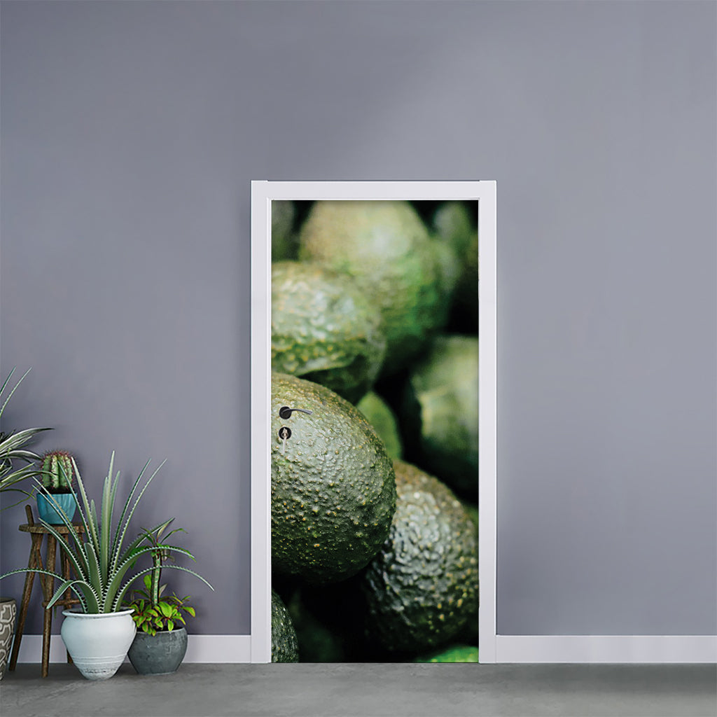 Green Avocado Print Door Sticker