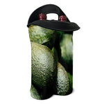 Green Avocado Print Double Neoprene Wine Tote