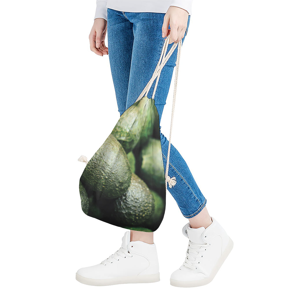 Green Avocado Print Drawstring Bag