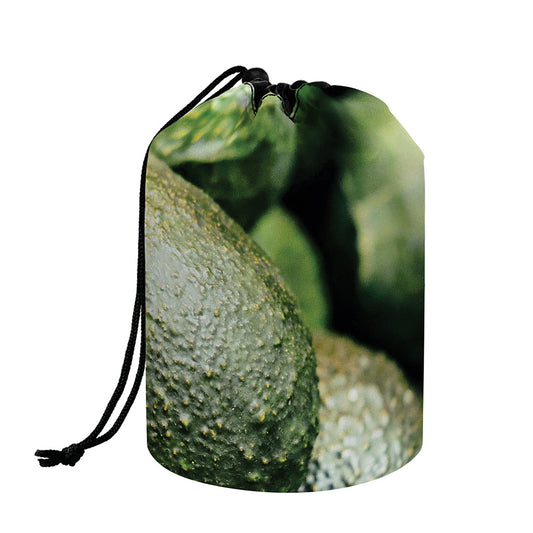 Green Avocado Print Drawstring Makeup Bag