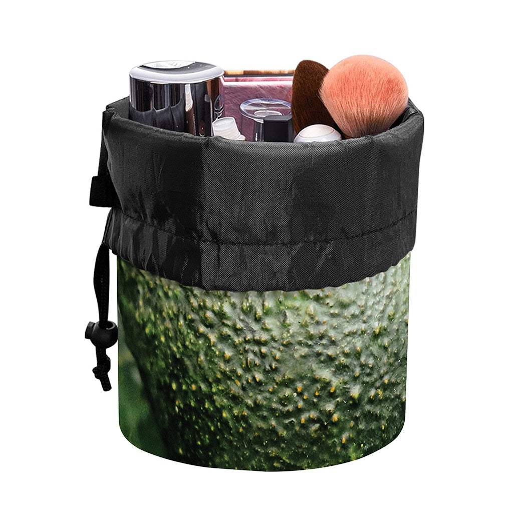 Green Avocado Print Drawstring Makeup Bag
