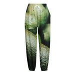 Green Avocado Print Fleece Lined Knit Pants