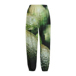 Green Avocado Print Fleece Lined Knit Pants