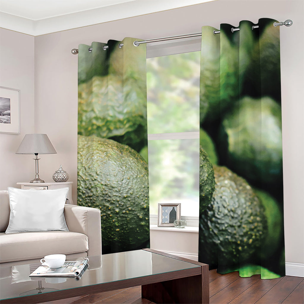 Green Avocado Print Grommet Curtains