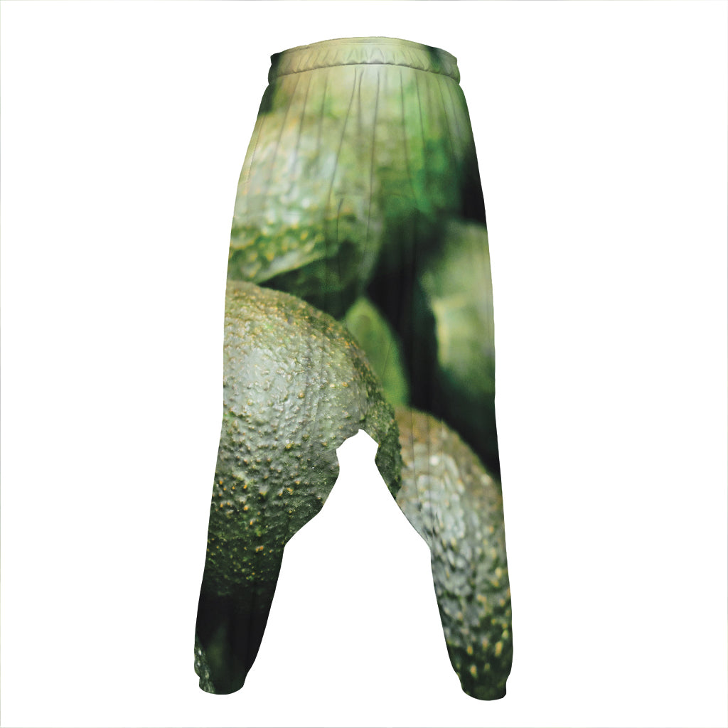 Green Avocado Print Hammer Pants