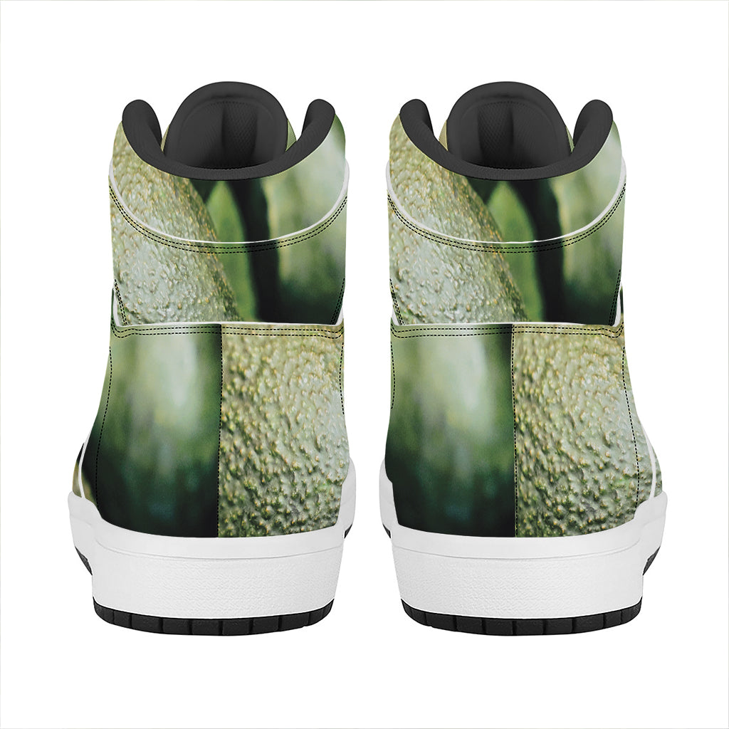 Green Avocado Print High Top Leather Sneakers