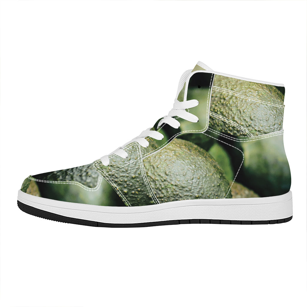 Green Avocado Print High Top Leather Sneakers