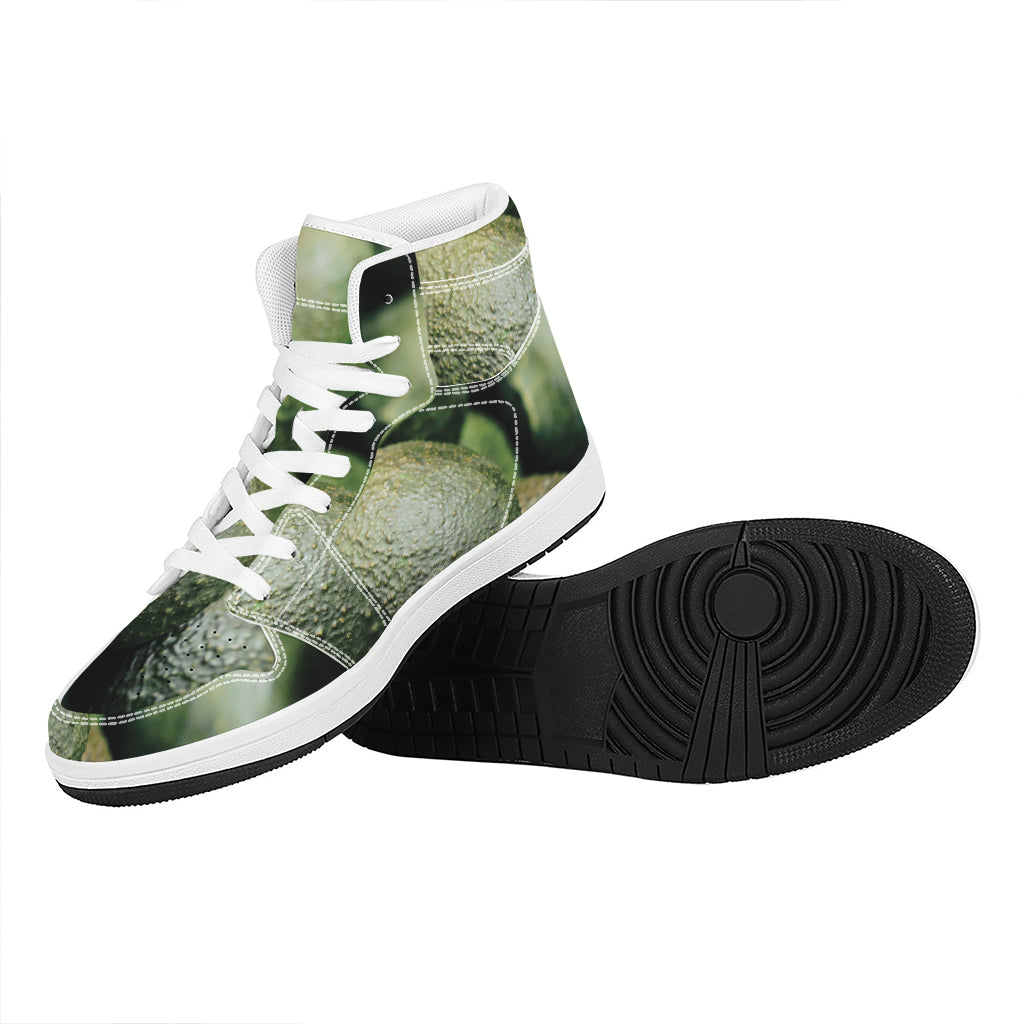 Green Avocado Print High Top Leather Sneakers